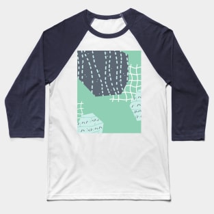 Abstract aquamarine grids and cut paper things Baseball T-Shirt